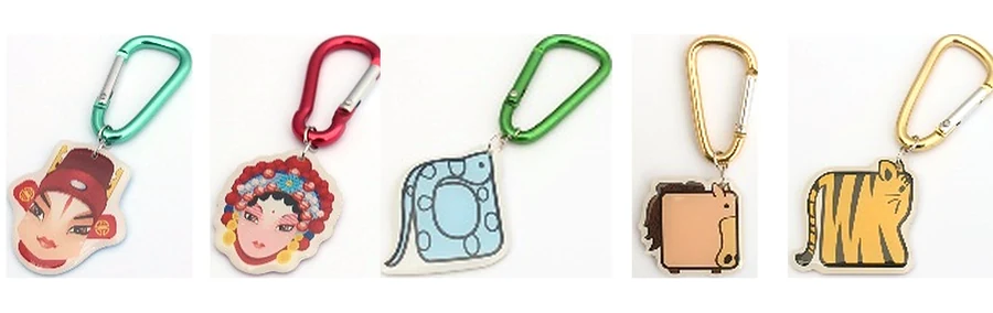 Range of epoxy RFID keyfob and carabiner tag shapes produced from irregular card inlay
